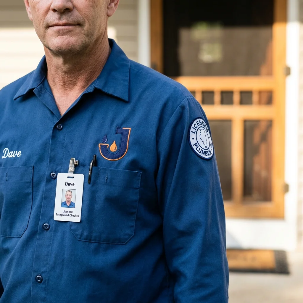 Licensed plumber showing ID badge in Santa Clara, CA