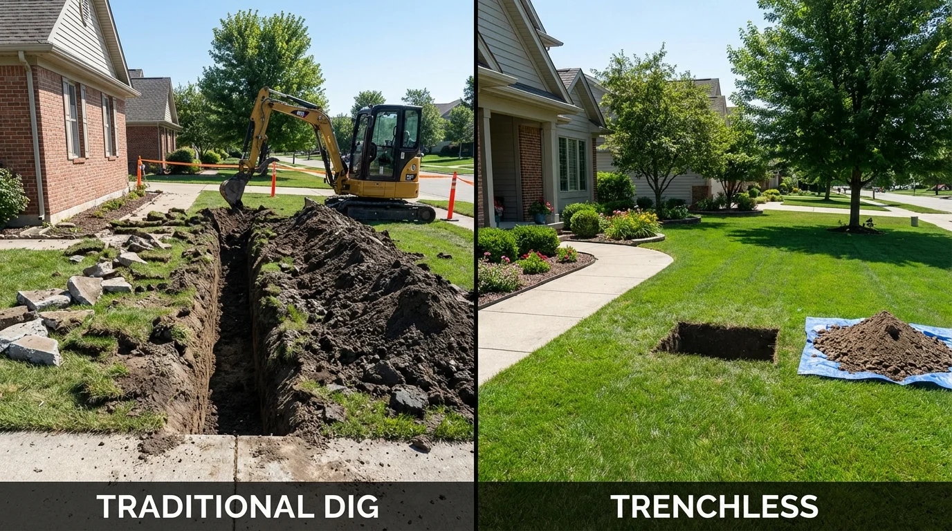 Trenchless sewer repair with minimal yard damage versus traditional excavation in Santa Clara, CA